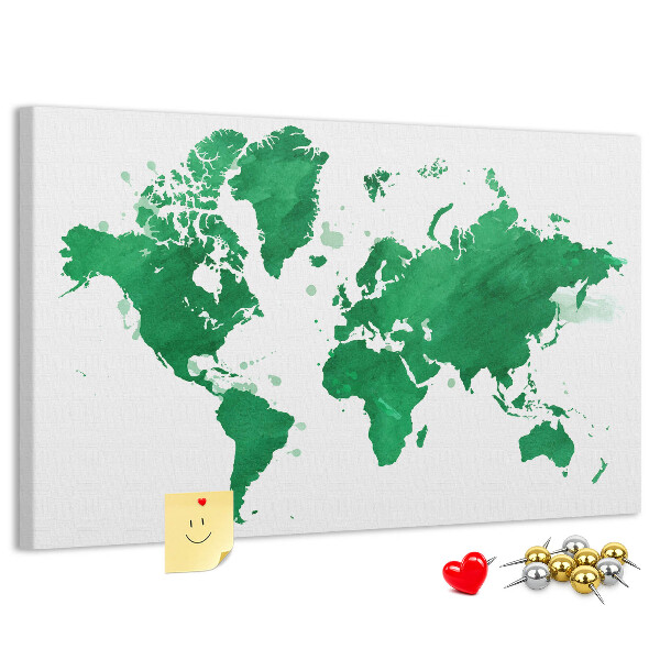 Nástenka Zelená akvarelová mapa sveta