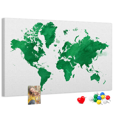 Nástenka Zelená akvarelová mapa sveta