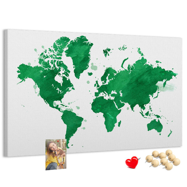 Nástenka Zelená akvarelová mapa sveta