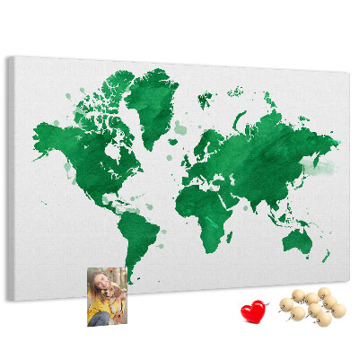 Nástenka Zelená akvarelová mapa sveta