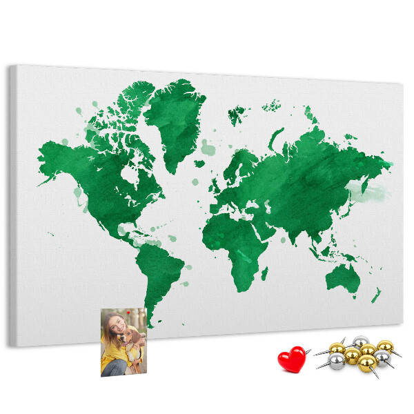 Nástenka Zelená akvarelová mapa sveta
