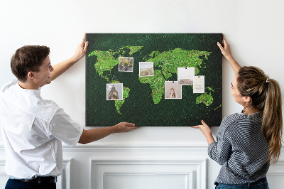 Korková tabuľa Zelená mapa sveta s cestnou sieťou
