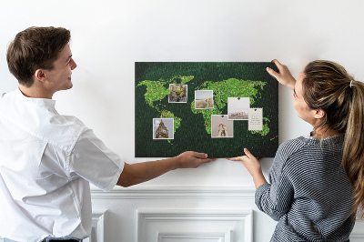 Korková tabuľa Zelená mapa sveta s cestnou sieťou