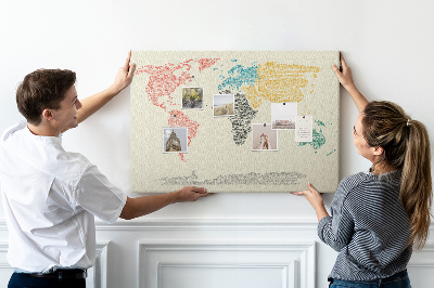 Nástenka Mapa sveta slovami a farbami