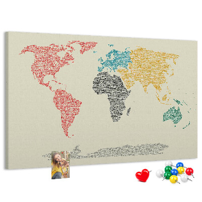 Nástenka Mapa sveta slovami a farbami