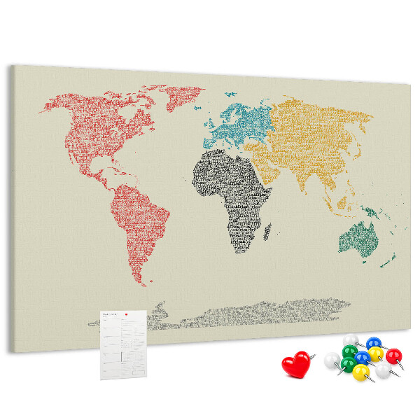 Nástenka Mapa sveta slovami a farbami