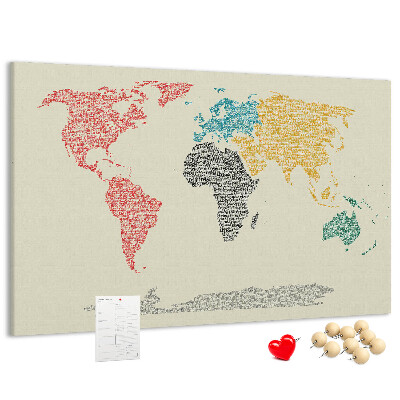 Nástenka Mapa sveta slovami a farbami