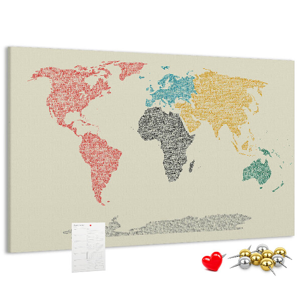 Nástenka Mapa sveta slovami a farbami