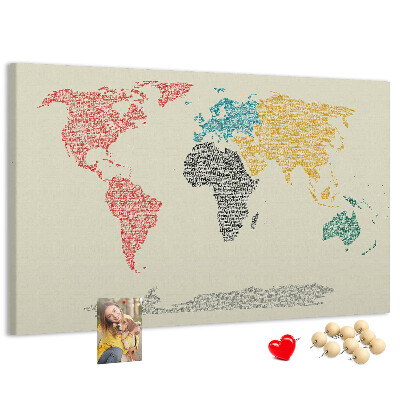 Nástenka Mapa sveta slovami a farbami