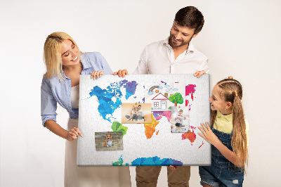 Korková nástenka na stenu Farebná polygonálna mapa sveta