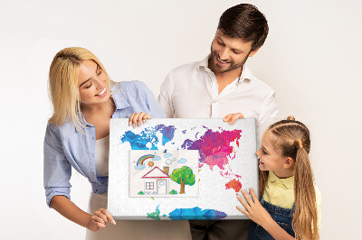 Korková nástenka na stenu Farebná polygonálna mapa sveta