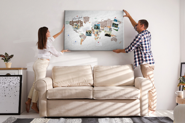 Korková tabuľa Mapa sveta s názvami krajín