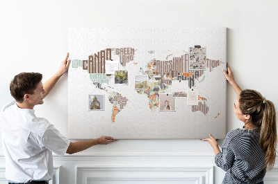 Korková tabuľa Mapa sveta s názvami krajín