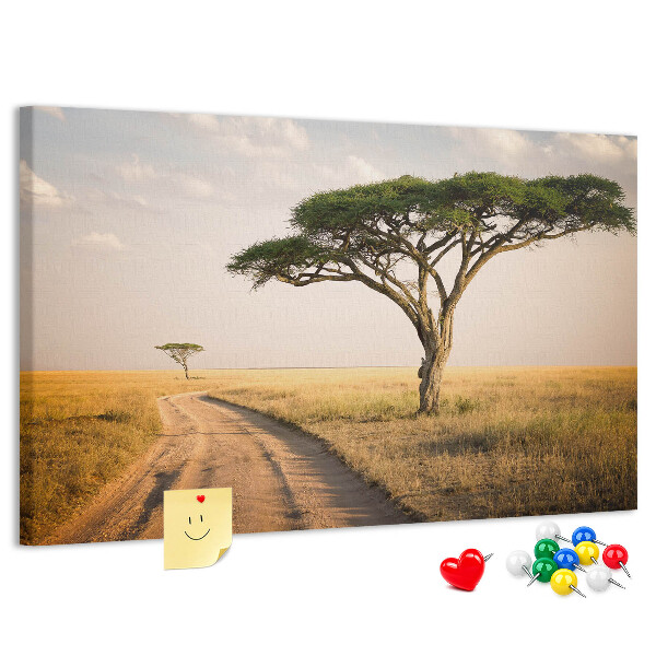 Nástenka Cesta cez africkú krajinu so stromom