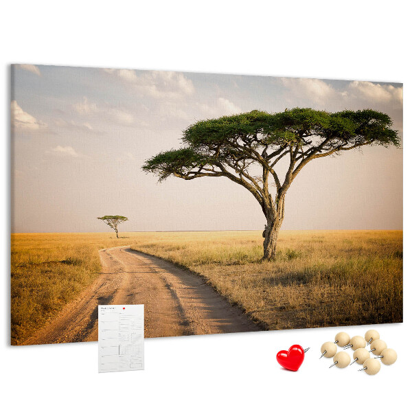 Nástenka Cesta cez africkú krajinu so stromom
