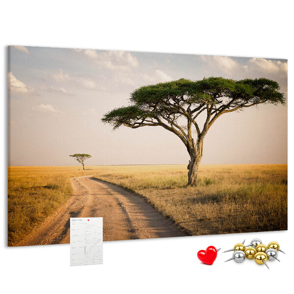 Nástenka Cesta cez africkú krajinu so stromom