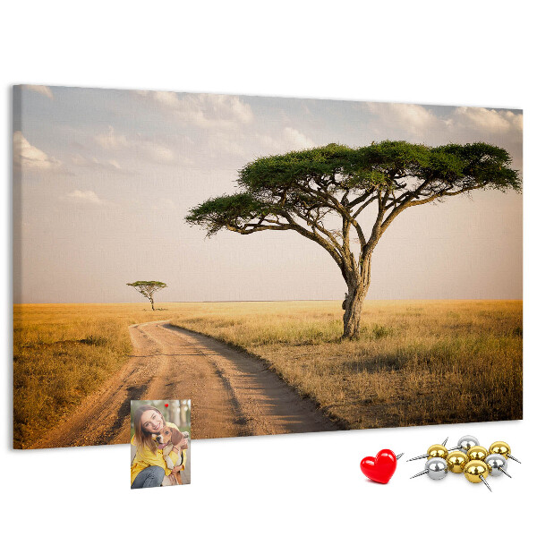 Nástenka Cesta cez africkú krajinu so stromom