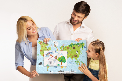 Nástenka Mapa sveta so zvieratami a kontinentmi