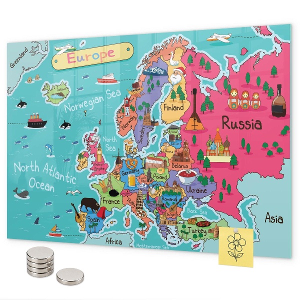 Magnetická tabuľa na stenu Mapa Európy