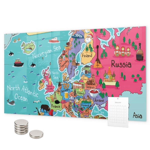 Magnetická tabuľa na stenu Mapa Európy
