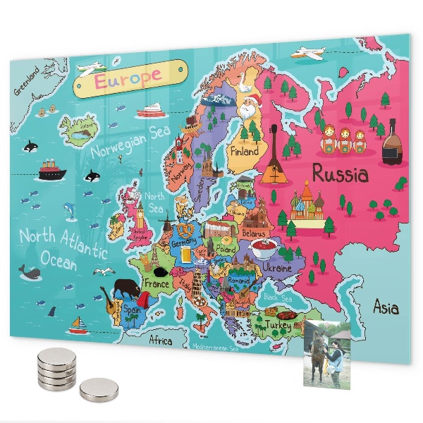 Magnetická tabuľa na stenu Mapa Európy