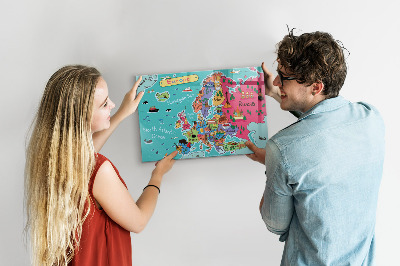 Magnetická tabuľa na stenu Mapa Európy