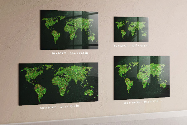 Magnetická tabuľa na stenu trávnatá mapa sveta