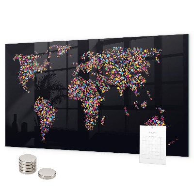 Magnetická tabuľa na stenu Mapa sveta vyrobená z bodiek