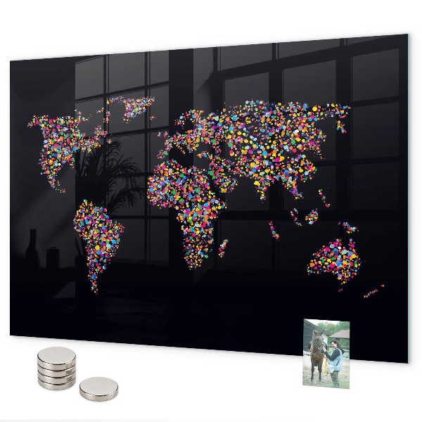 Magnetická tabuľa na stenu Mapa sveta vyrobená z bodiek