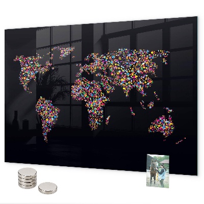Magnetická tabuľa na stenu Mapa sveta vyrobená z bodiek