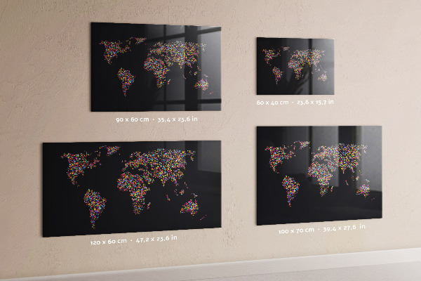 Magnetická tabuľa na stenu Mapa sveta vyrobená z bodiek