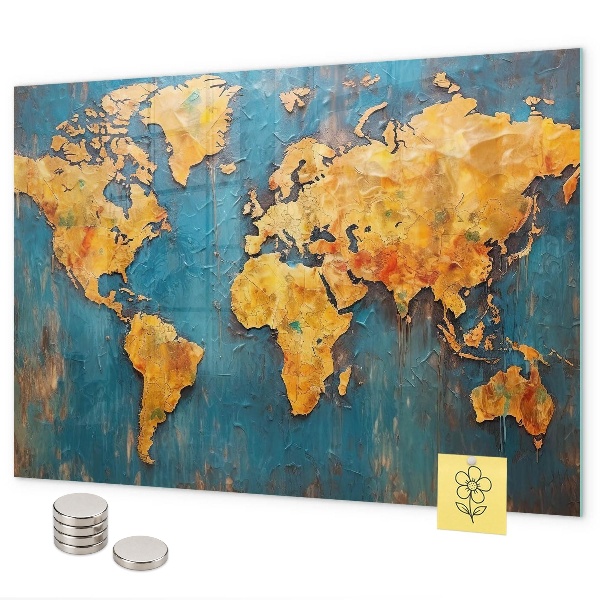 Magnetická tabuľa na stenu Dekoratívna mapa sveta
