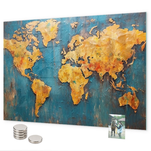 Magnetická tabuľa na stenu Dekoratívna mapa sveta
