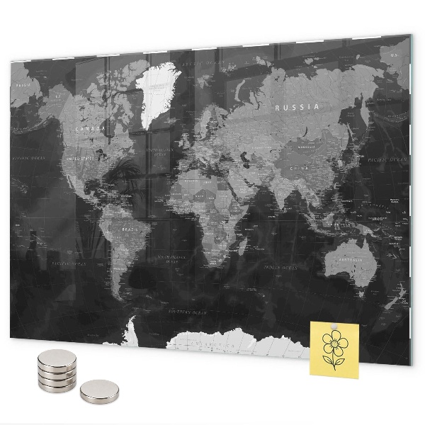 Magnetická tabuľa čierna mapa sveta