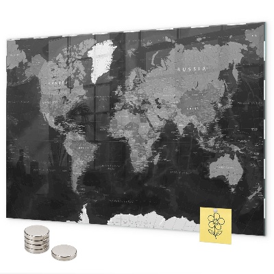Magnetická tabuľa čierna mapa sveta