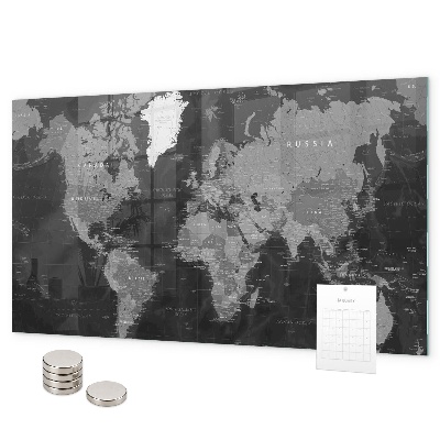 Magnetická tabuľa čierna mapa sveta