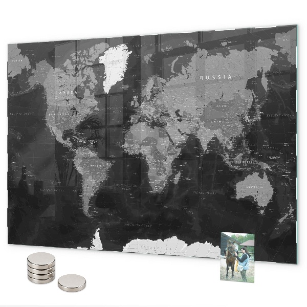 Magnetická tabuľa čierna mapa sveta