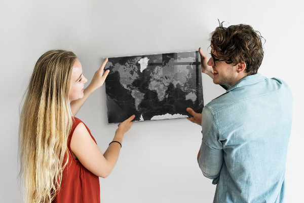 Magnetická tabuľa čierna mapa sveta