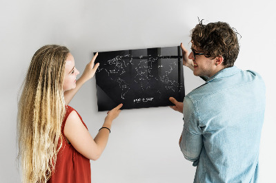 Magnetická tabuľa Krajiny na mape sveta