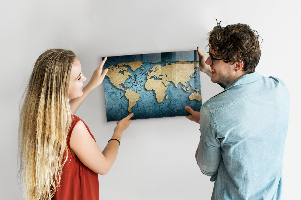 Magnetická tabuľa na stenu 3D mapa sveta