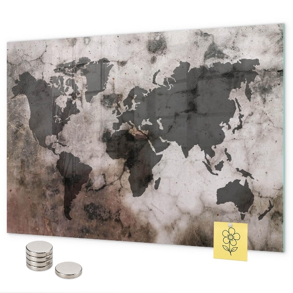Magnetická tabuľa na stenu betónová mapa sveta
