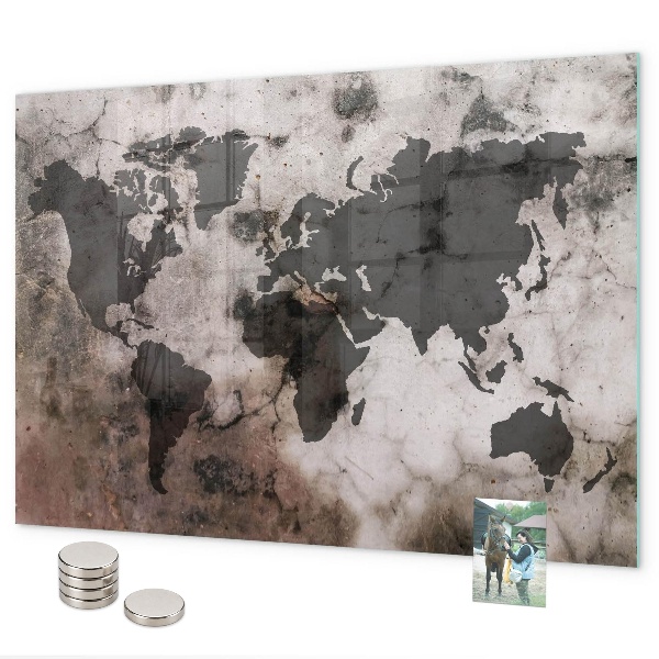 Magnetická tabuľa na stenu betónová mapa sveta