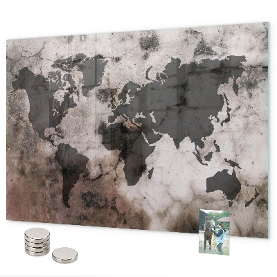 Magnetická tabuľa na stenu betónová mapa sveta