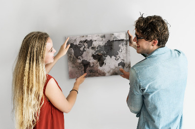 Magnetická tabuľa na stenu betónová mapa sveta