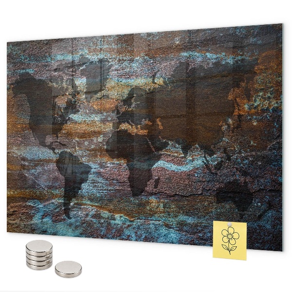 Magnetická tabuľa Mapa sveta s hrdzou