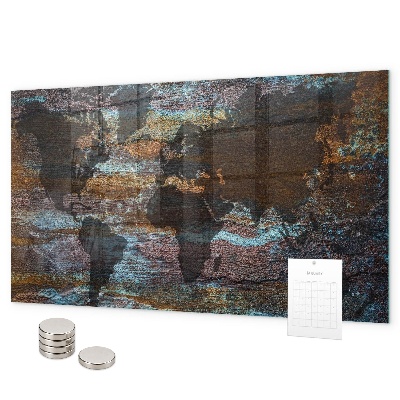 Magnetická tabuľa Mapa sveta s hrdzou