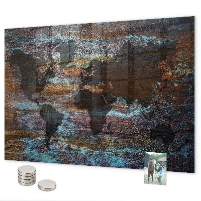 Magnetická tabuľa Mapa sveta s hrdzou