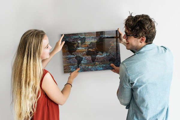 Magnetická tabuľa Mapa sveta s hrdzou