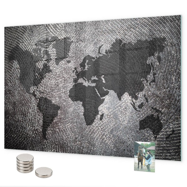 Magnetická tabuľa na stenu betónová mapa sveta