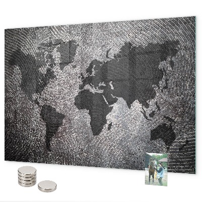 Magnetická tabuľa na stenu betónová mapa sveta